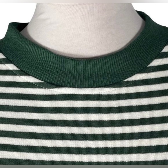 CALI BE Dark Green Off white
Horizontal Stripe Oversized
Crew neck Pullover S - Picture 6 of 10
